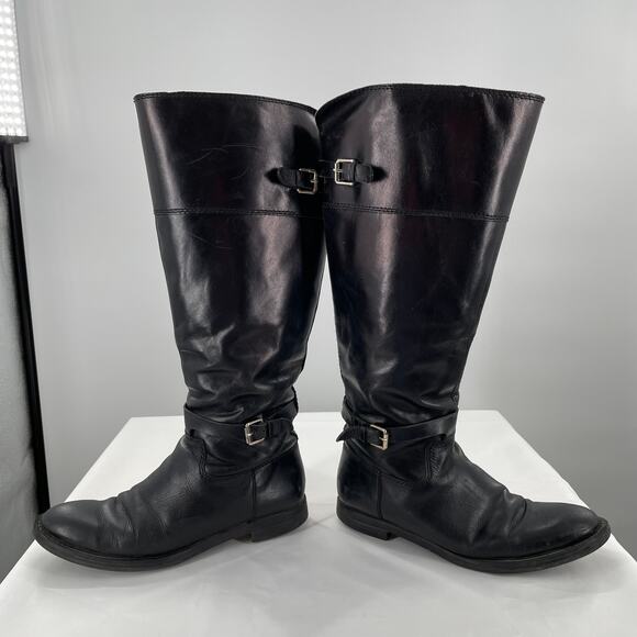 ENZO ANGIOLINI Eero Black Leather Ankle Buckle Harness Knee High Riding Boot 6.5 - Picture 6 of 13